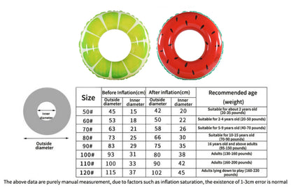 Watermelon Swim Ring Inflatable Float Backyard Pool Float Circle For Adult Children Summer Water Sports Outdoor Game
