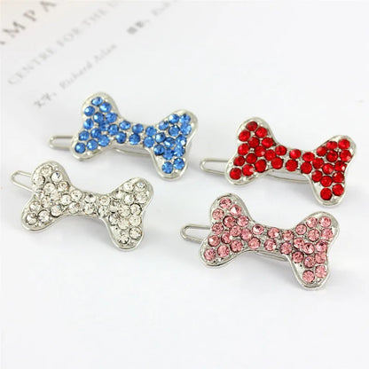 Bling Pearl Dog Collar Small and Medium Dogs Crown Hair Clips Puppy Accessories Doggy Heart and Bone Necklace Pet Supplies