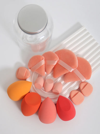 14 Piece Cosmetic Sponge Set, Cosmetic Sponge Finger Puff, Dry and Wet Foundation Make-Up Cosmetic Puff