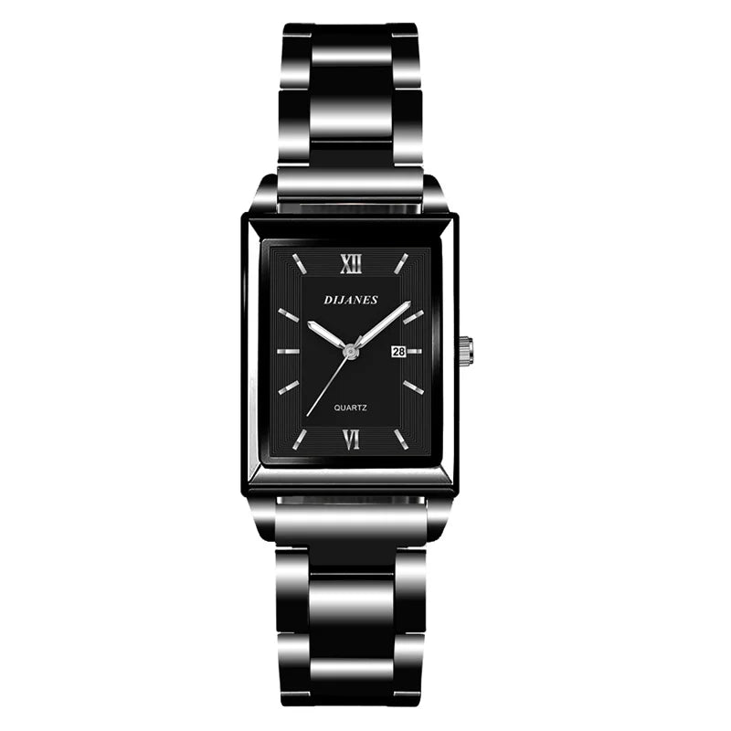 Fashion Mens Business Watches for Men Rectangle Stainless Steel Quartz Wrist Watch Man Casual Leather Watch relogio masculino