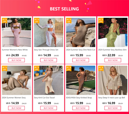 2026 Women Ins Style Sexy Backless Neck-hanging Long Sleeve Fishtail Dress Knit Beachwear Summer Swimsuit Bikini Cover-ups A2825
