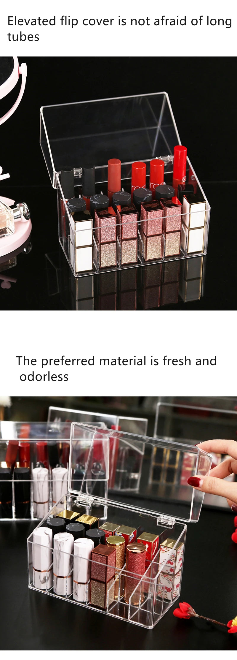Multifunctio Makeup Lipstick Case Makeup Organizer Storage Box Lipstick Display Stand Holder Cosmetic Jewelry Organizer Box