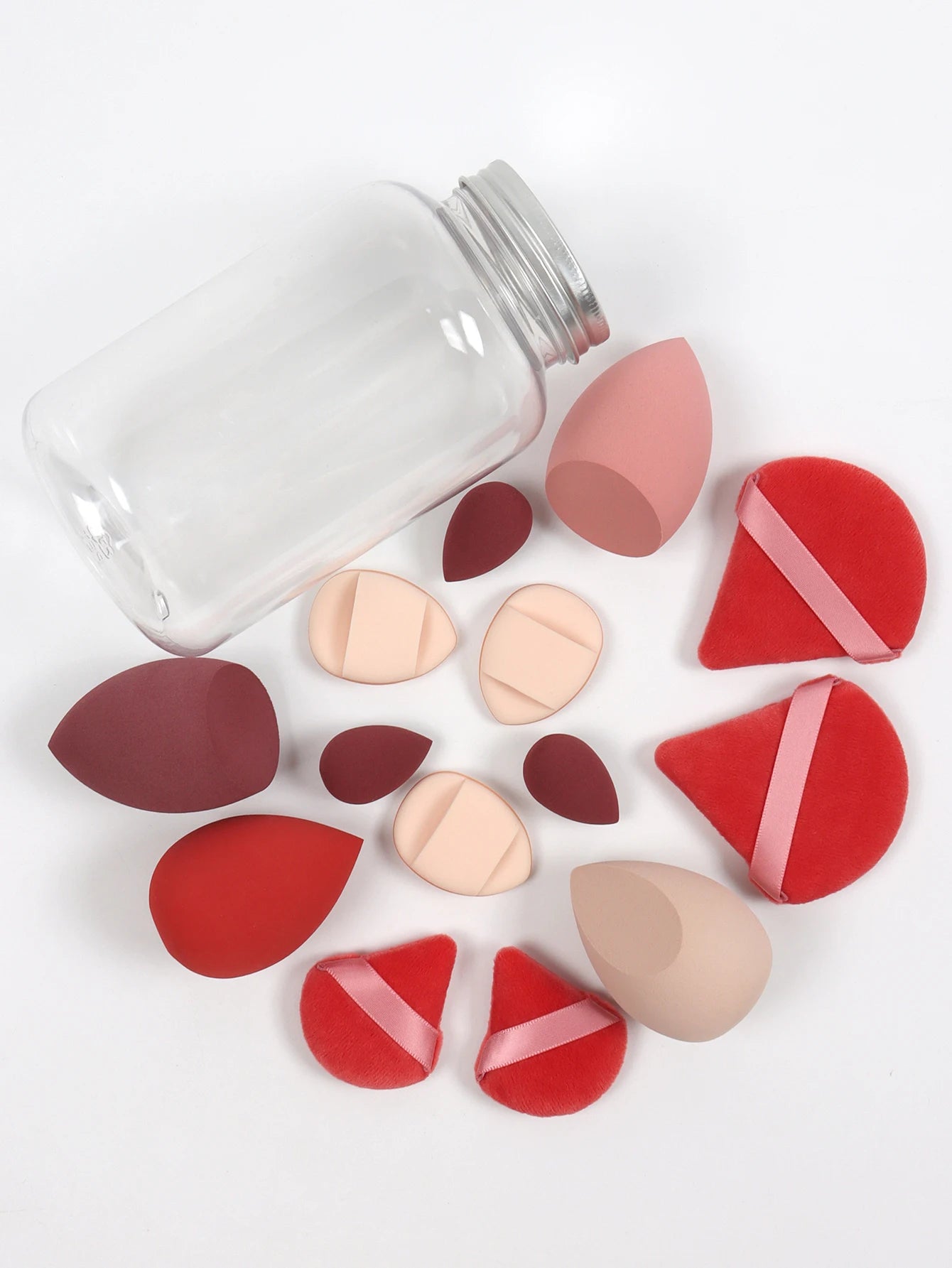 14 Piece Cosmetic Sponge Set, Cosmetic Sponge Finger Puff, Dry and Wet Foundation Make-Up Cosmetic Puff