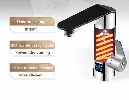 3000W Instant Electric Faucet Heater Tap Display Temperature Tankless Water Heater for Kitchen and Bathroom EU/UK/AU Plug 220V