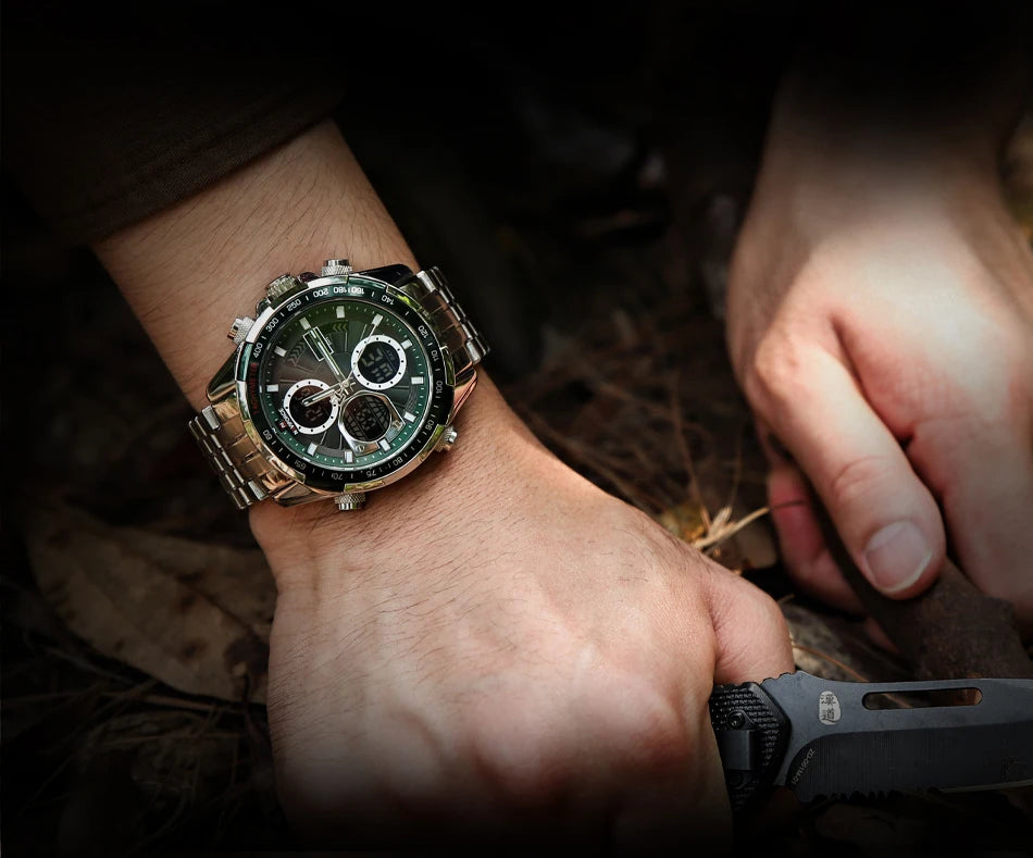 NAVIFORCE Luxury Original Sports Wrist Watch For Men Quartz Steel Waterproof Dual Display Military LED Digital Watches Relogio