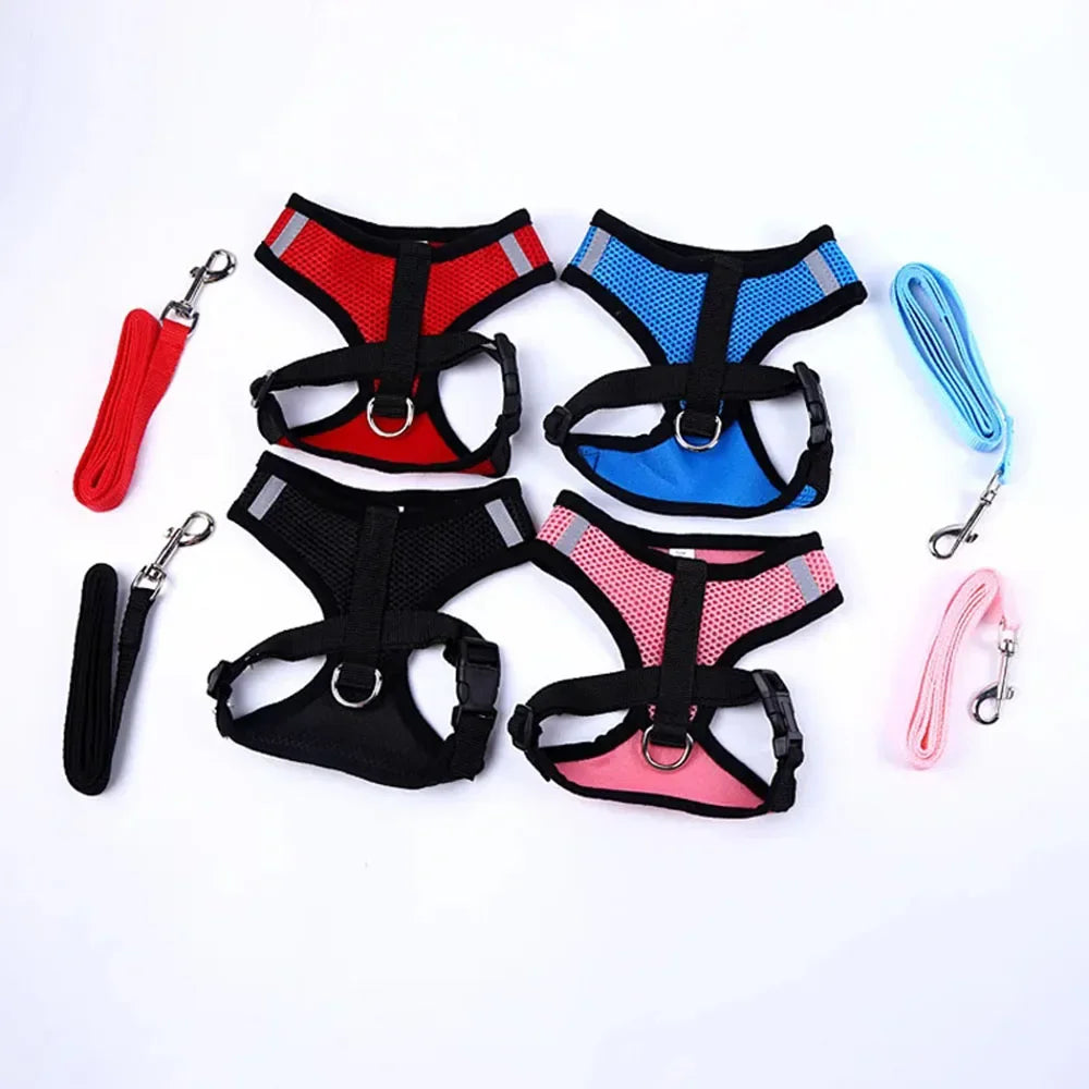 Dog Harness Vest Chest Cat Collars Rope Adjustable Breathable Mesh Puppy Harness for Outdoor Walking Small Medium Pet Supplies