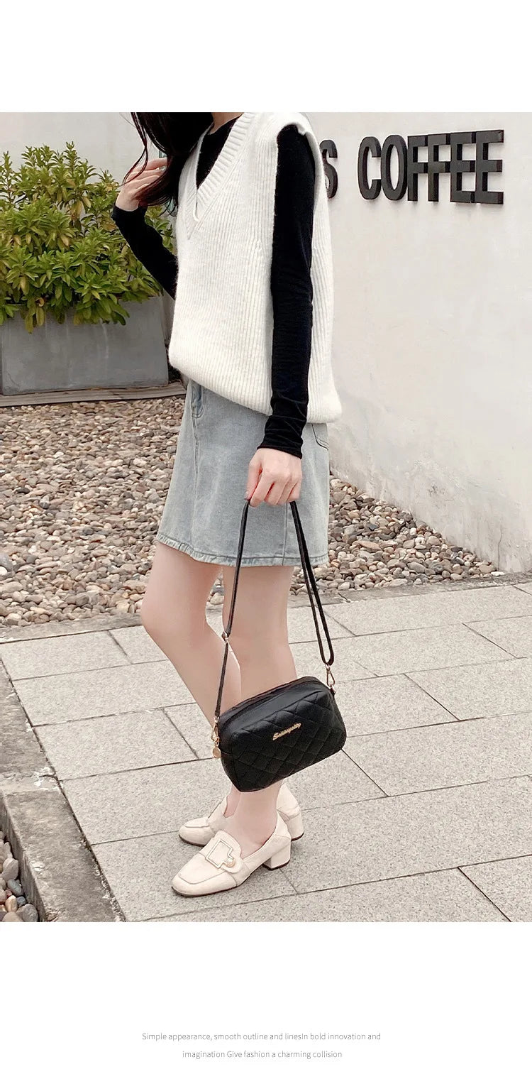 Tassel Small Messenger Bag For Women 2023 Trend Lingge Embroidery Camera Female Shoulder Bag Fashion Chain Ladies Crossbody Bags
