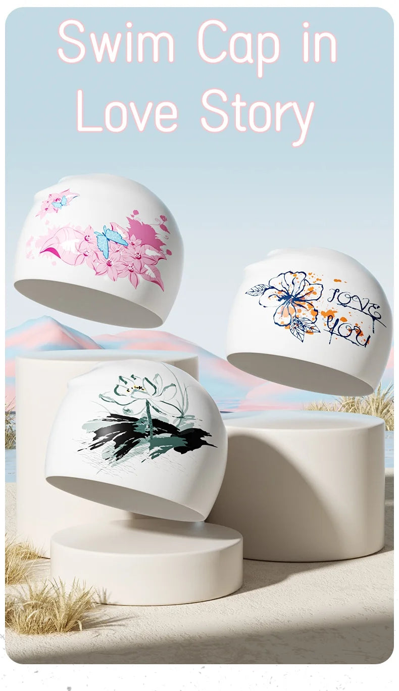 New Silicone Swimming Cap Waterproof and Durable Swim Cap for Long Hair No-slip Swim Cap for Women