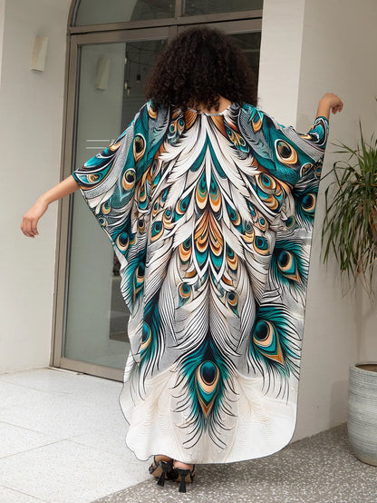 Plus Size Kaftan Dress for Women Hawaiian Batwing Sleeve Beach Cover Up Summer Swimsuit Dresses