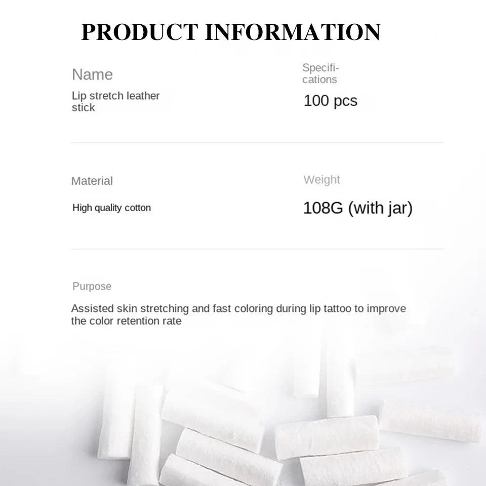 100PCS Disposable Lip Tattoo Skin Stretching Cotton Stick With Box Semi-Permanent Makeup Lip Embroidery Blush Recovery Tools