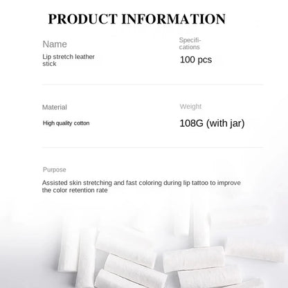 100PCS Disposable Lip Tattoo Skin Stretching Cotton Stick With Box Semi-Permanent Makeup Lip Embroidery Blush Recovery Tools