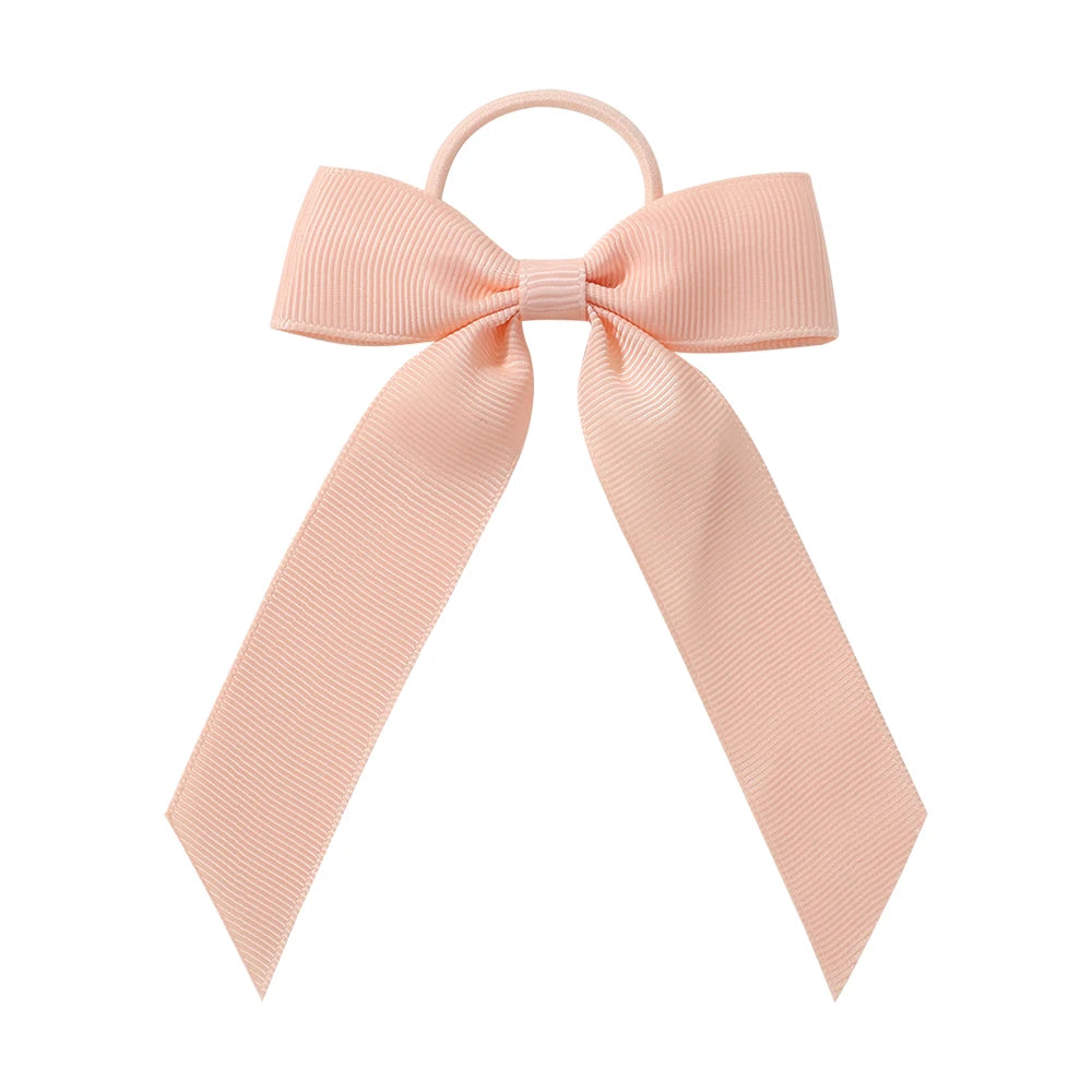 1PC Solid Color Ribbon Pigtail Hair Bows Elastic Hair Bands Holders Ties Hair Accessories for Baby Girls Infants Toddler