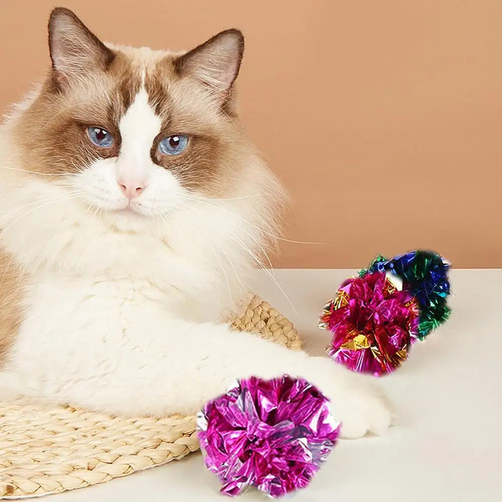 1/5/10pcs 5.5cm Ringing Paper Ball Pet Cat Toys Interactive Pet Products Cat And Dog Interactive Ball Toy Household Pet Supplies