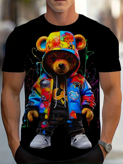 Creative Geometric Pattern Printed Men's T-shirt Summer Outdoor Sports Fitness Short Sleeves Comfortable And Breathable T-shirt