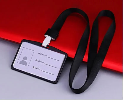 Credit Card Cover Women Aluminum Alloy Work Name Card Holders Case Business Work Card ID Badge Lanyard Holder Metal Bags