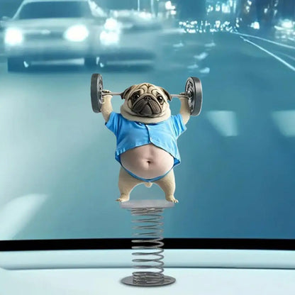 Cute 2D Pug Car Ornaments Kawaii Reading Dog Car Panel Dashboard  Spring Toys Decor Creative Accessories Gift