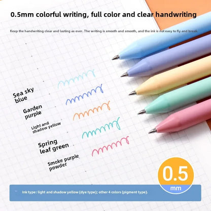 5Pcs New 2025 Kaco Sunrise Impression Cute Colors Gel Pens 0.5mm Retractable Kawaii Pen Stationery for Kids School Supplies
