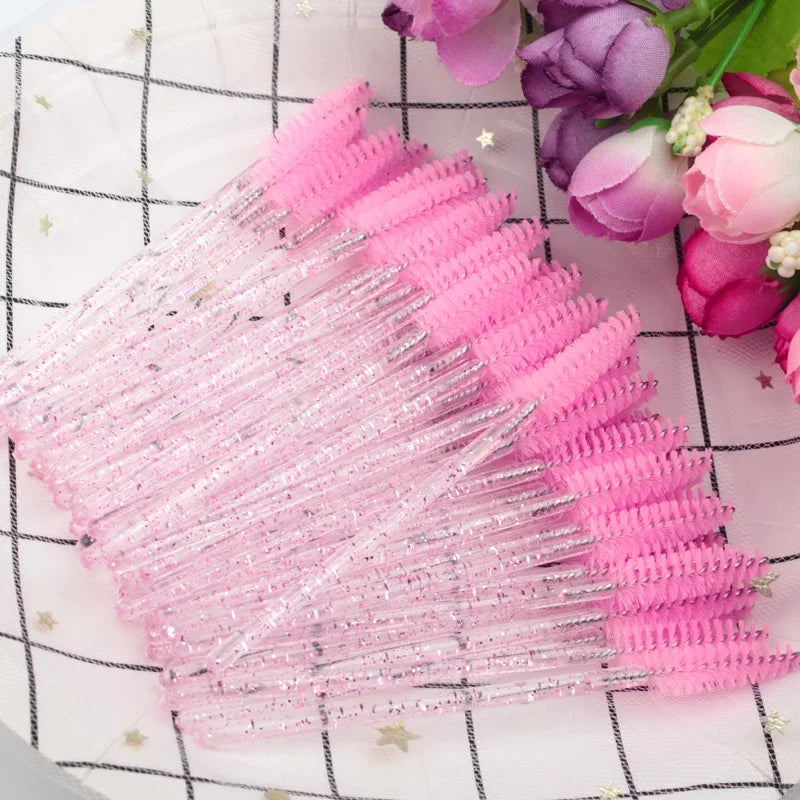 HOT 5/25/50pcs Mascara Wands Applicator Cosmetics Eyelash Brush Comb Crystal Eyelash Brushes Makeup Beauty Wholesale Eye Brush