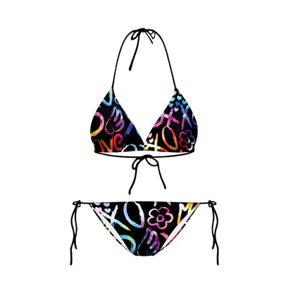 Nadanba Sexy Swimsuit Women Backless Fashion Abstract Printing Swimwear Bathing Bikinis Beach Party Two-Piece Bikini Set