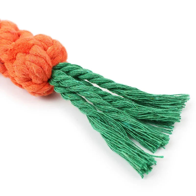 1pc Dog Toy Carrot Knot Rope Ball Cotton Rope Dumbbell Puppy Cleaning Teeth Chew Toy Durable Braided Bite Resistant Pet Supplies
