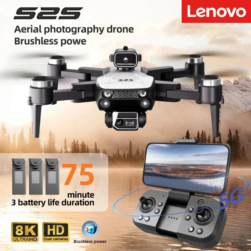 Lenovo S2S Mini Drone 8K HD Professional 4K Dual Camera Obstacle Avoidance Brushless Motor Foldable Rc Quadcopter Toys Gift