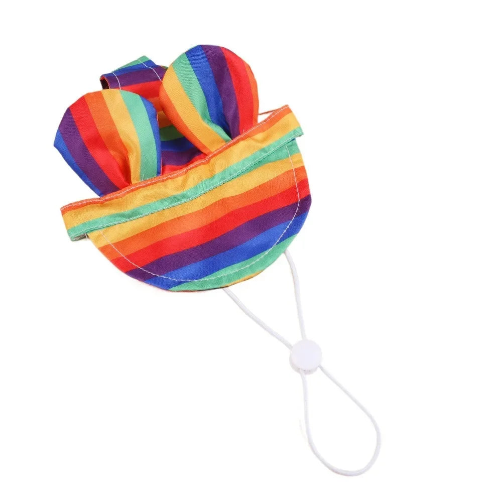 Pet Supplies With Ear Dog Sunscreen Hat Cute Colorful Dog Fisherman Hat Adjustable Pet Baseball Cap Small and Medium Dogs