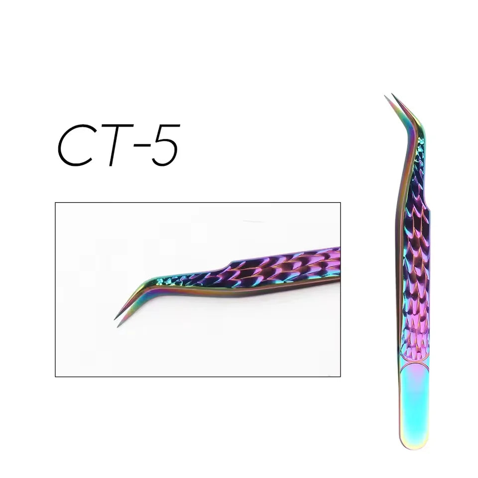 GEMERRY 1 Pcs Pink Gradient Angel Eyelash Tweezers Fiber Tips High Precision Professional Stainless Steel Tool