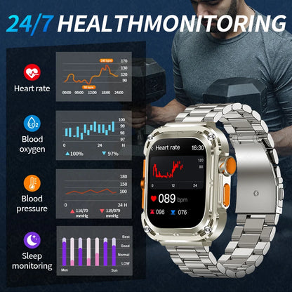 LIGE New 2.1" Ultra HD NFC Bluetooth Call Smart Watch Men Compass GPS Track 460mAH Battery Waterproof Watches For Android IOS