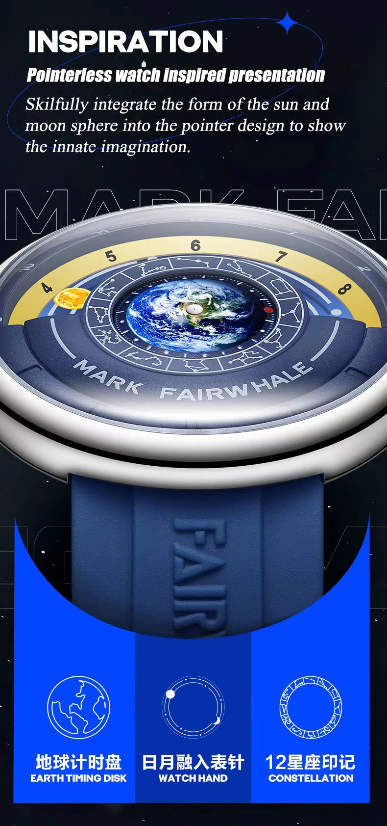 Mark Fairwhale 5700 Luxury Earth Men's 2025 Quartz Watches Sport Waterproof Men Wristwatch Innovative Hands Clocks reloj hombre