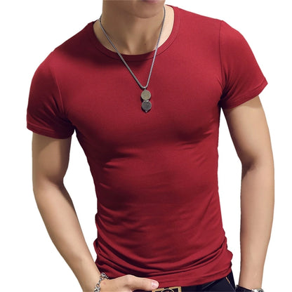7 Colors Slim Man's T-shirt Short Sleeve Streetwear Gym Clothing Tee Top Plain Running Shirt Camiseta Masculina Tee Shirt Homme