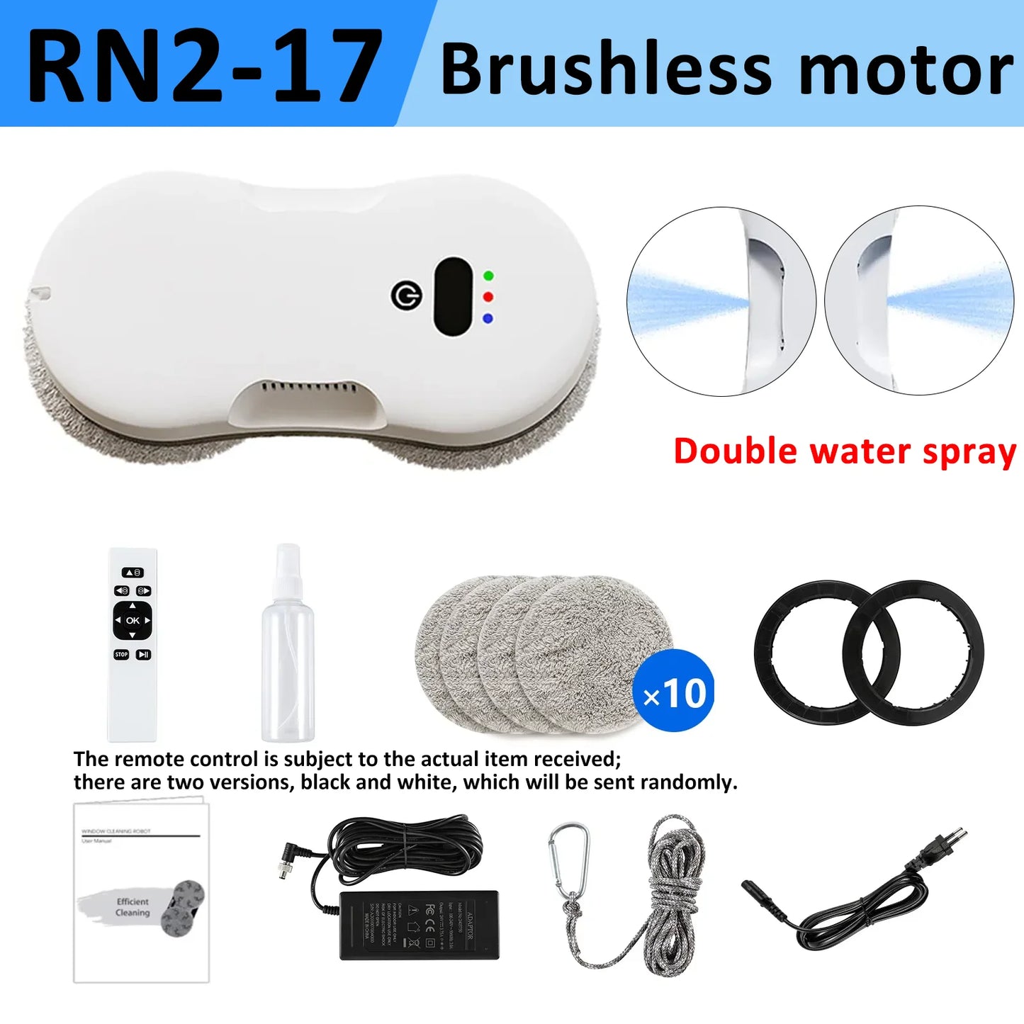DIVEDEER White/Black Home Automatic No Spray or Water spray Window Cleaning Robot Intelligent Wipe  High-rise Large Area Window