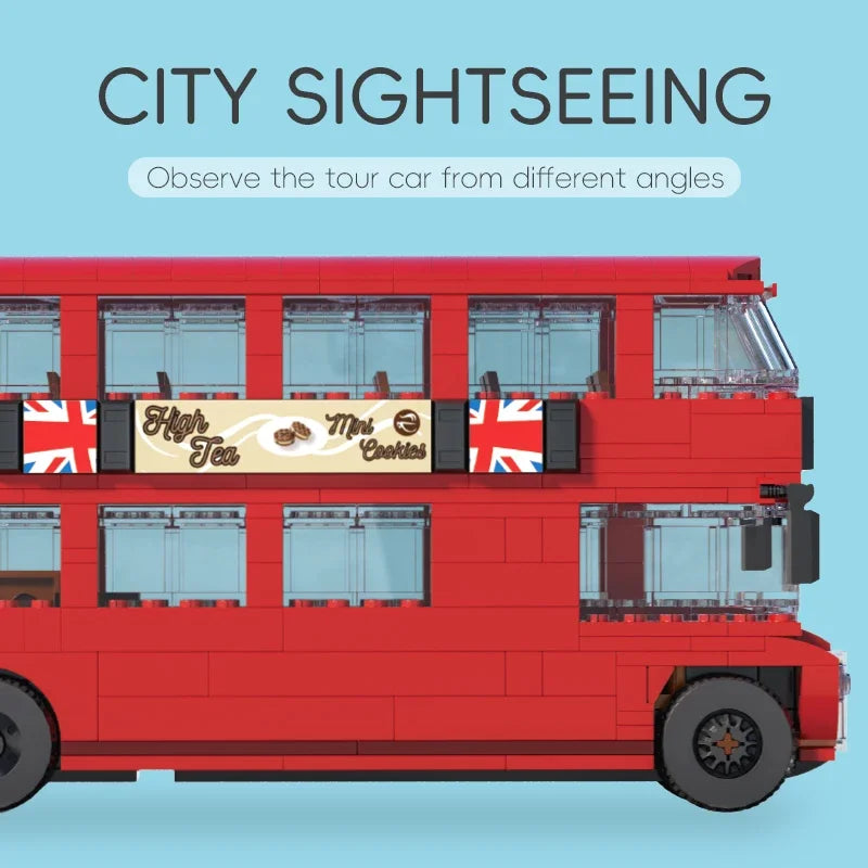 745PCS British Retro Double Decker Bus Building Blocks City Tour Bus Model Bricks Desktop Decoration Toys For Kids Holiday Gifts