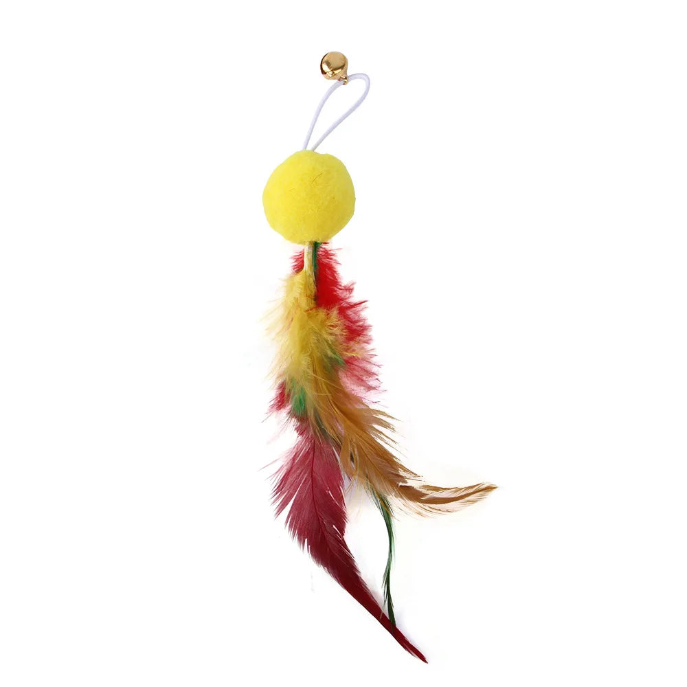 9 Pack Colorful Feather Replacement Head Funny Cat Stick Tassel Feather Feather Fishing Rod Cat Toy Set Cat Toys Interactive
