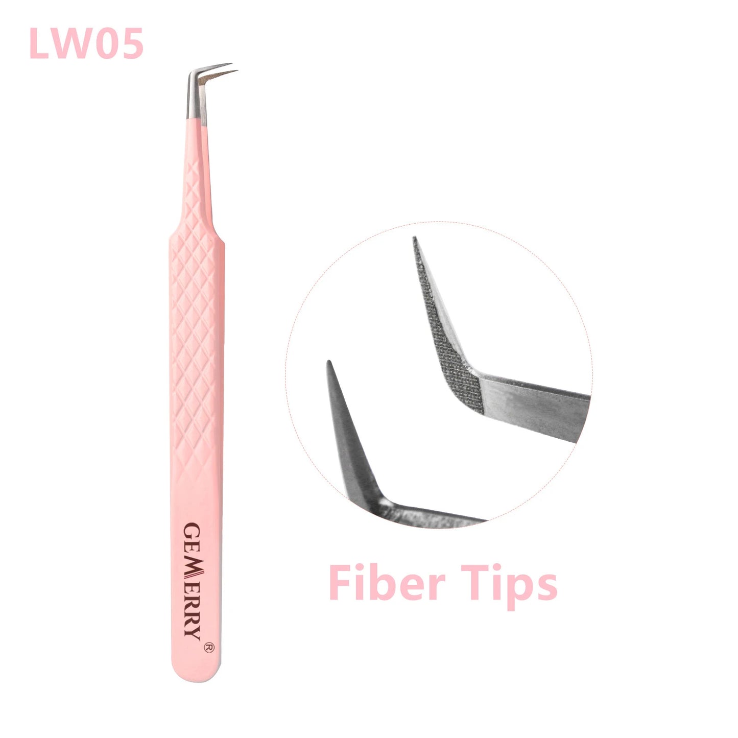 GEMERRY 1 Pcs Pink Gradient Angel Eyelash Tweezers Fiber Tips High Precision Professional Stainless Steel Tool