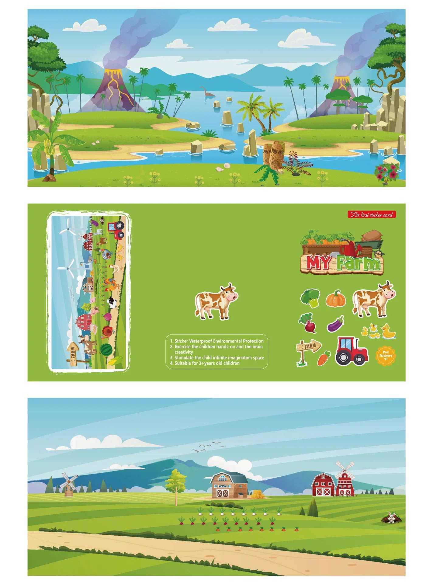 New Kids Reusable Sticker Book Multiple Scenarios Cartoon DIY Puzzle Educational Learning Classic Toys for Child Age 2-6 Gifts