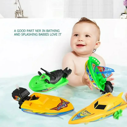 Wind Up Clockwork Float In Water Speed Boat Ship Children Bath Toys Random Color Kids Pool Swimming Bathtub Bath Toys