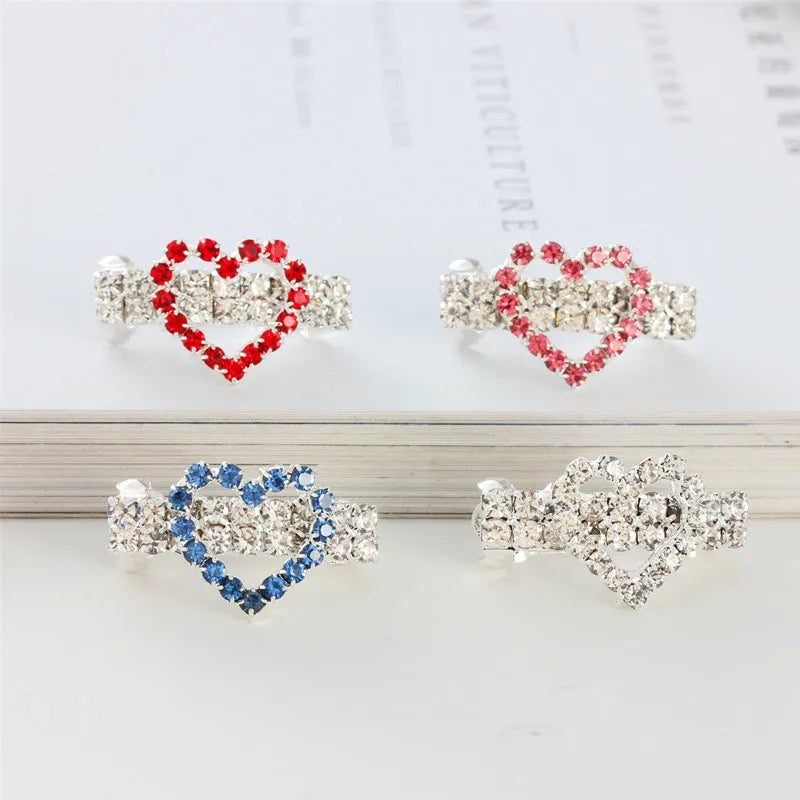 Bling Pearl Dog Collar Small and Medium Dogs Crown Hair Clips Puppy Accessories Doggy Heart and Bone Necklace Pet Supplies