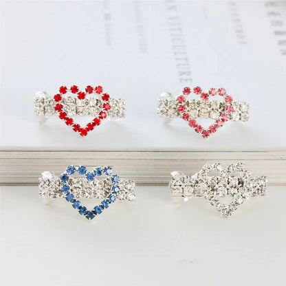 Bling Pearl Dog Collar Small and Medium Dogs Crown Hair Clips Puppy Accessories Doggy Heart and Bone Necklace Pet Supplies
