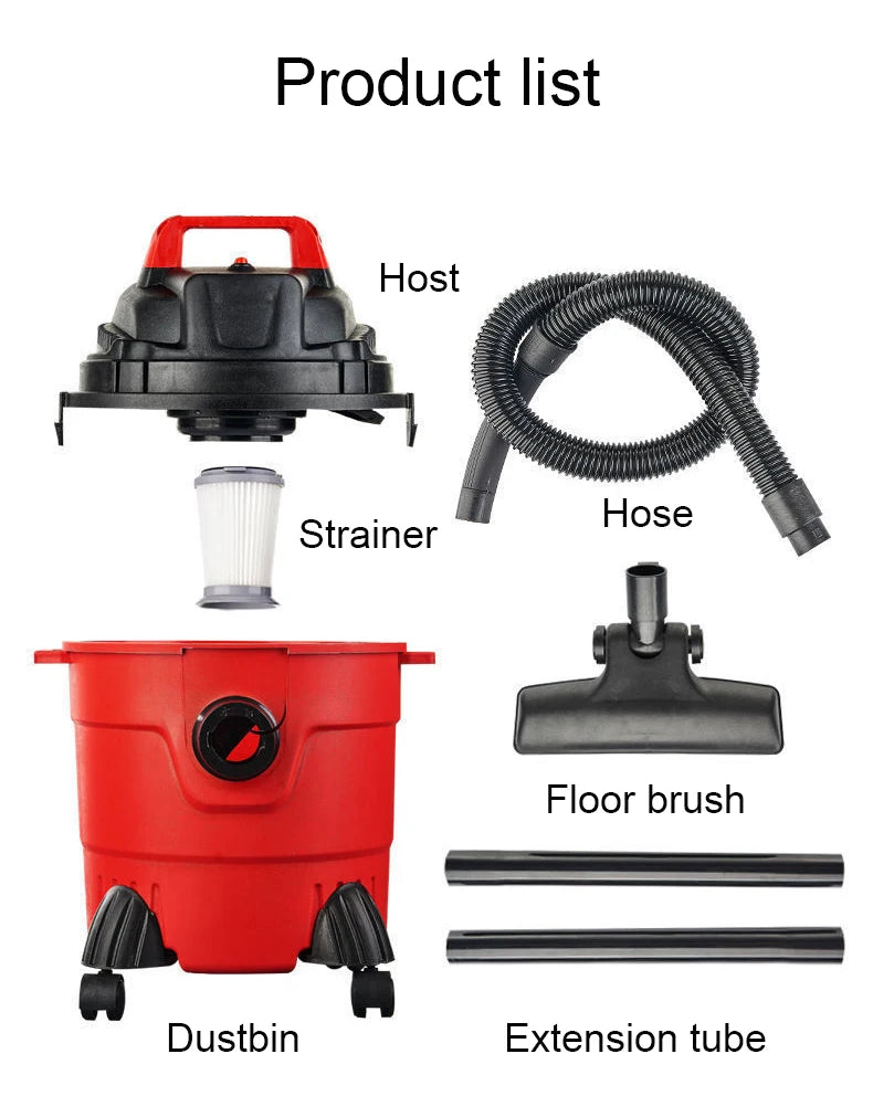 JIQI Multifunction Vacuum Cleaner Handheld Aspirator Dust Collector Powerful Suction Bucket Type Wet Dry Cleaning Machine Brush