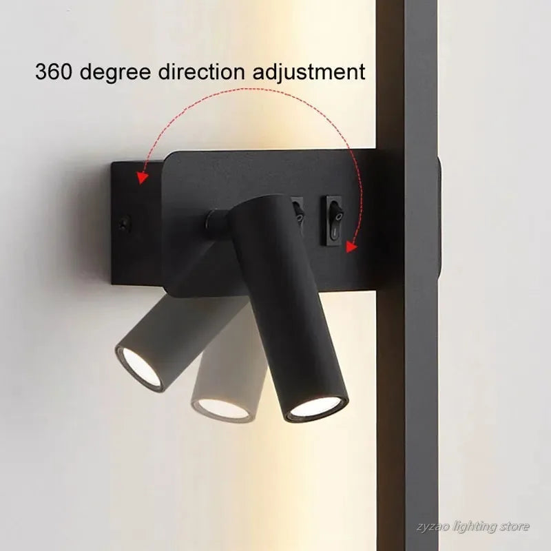 Modern Simple Long LED Wall Lamp Creative Rotatable Spotlights Living Room Bedroom Bedside Lighting Background Wall Home Decor