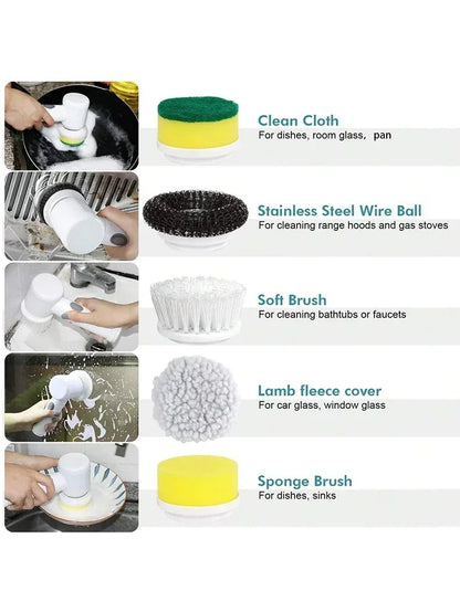 2025 Cordless Electric Spin Scrubber - 5 Brush Heads, IPX7 Waterproof, Rechargeable Bathroom Cleaner for Tile/Shower/Grout