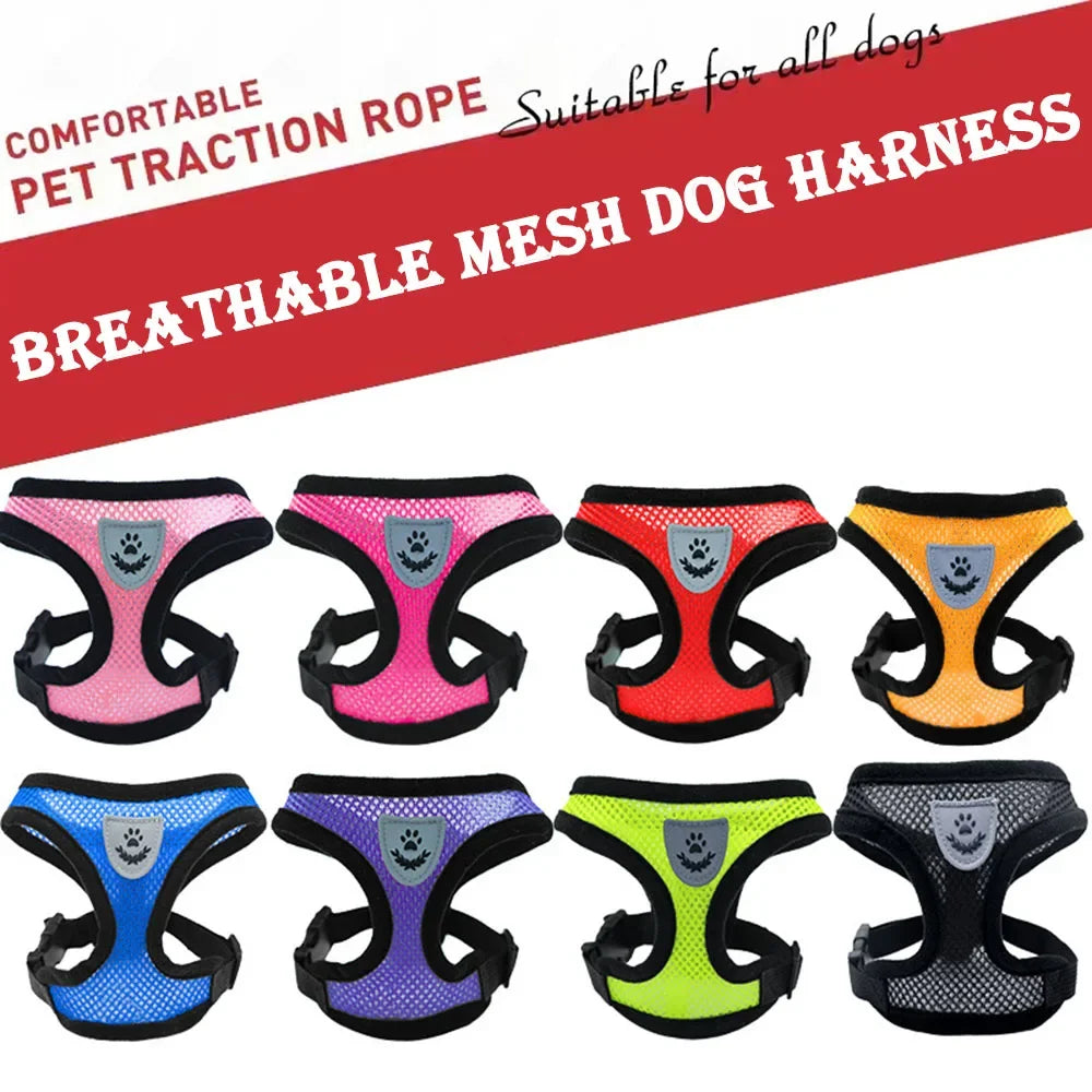 Dog Harness Vest Chest Cat Collars Rope Adjustable Breathable Mesh Puppy Harness for Outdoor Walking Small Medium Pet Supplies