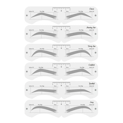 Reusable Eyebrow Shaper DIY 6PCS Set Soft Ruler Brow Definer Eyebrow Stamp Card Soft Ruler Stencil Shaping Makeup Tool