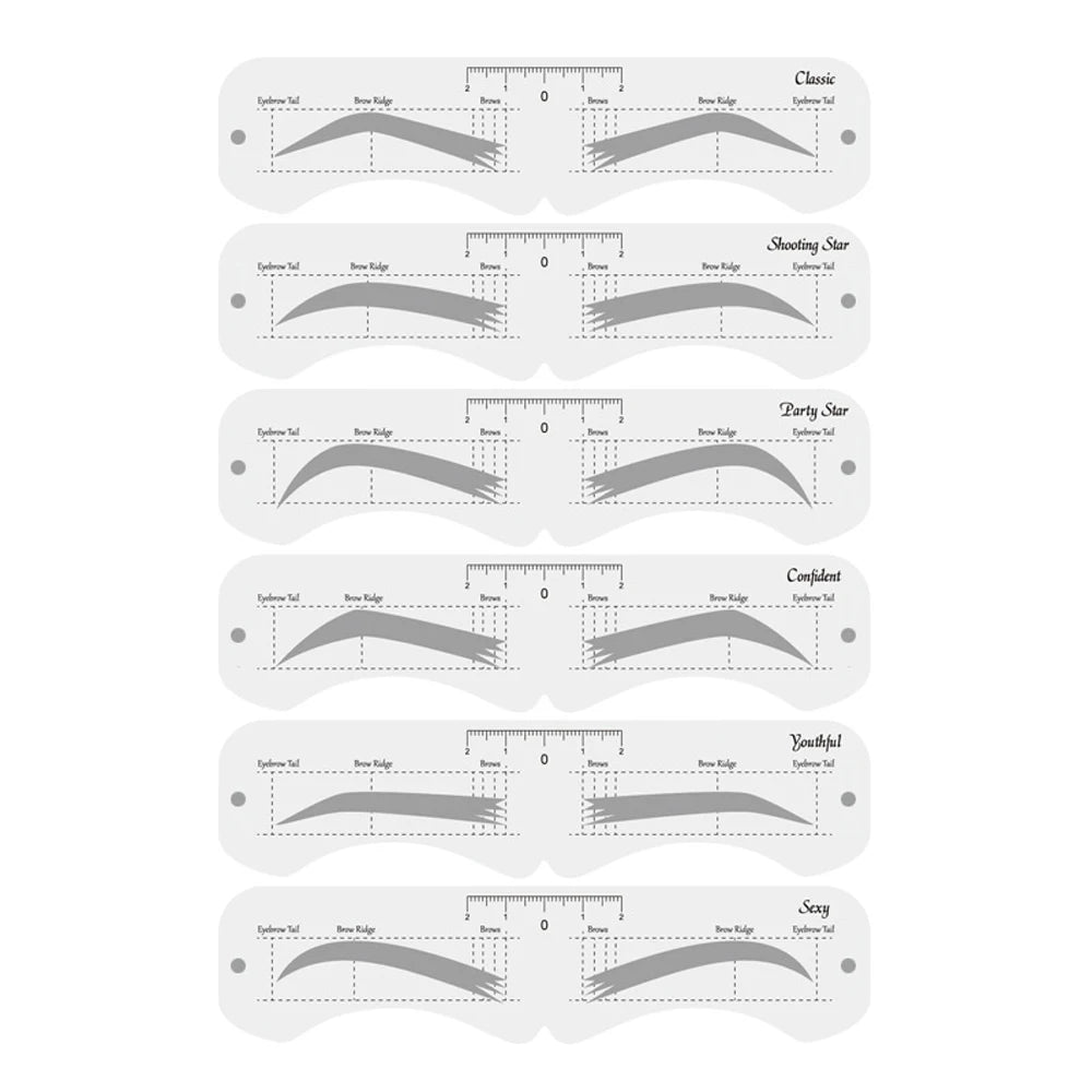 Reusable Eyebrow Shaper DIY 6PCS Set Soft Ruler Brow Definer Eyebrow Stamp Card Soft Ruler Stencil Shaping Makeup Tool