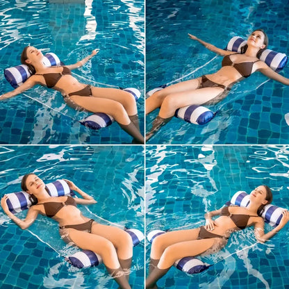 4-IN-1 PVC Water Hammock Recliner Inflatable Floating Swimming Pool Party Mattress Beach Leisure Floating Beds With Net Backrest