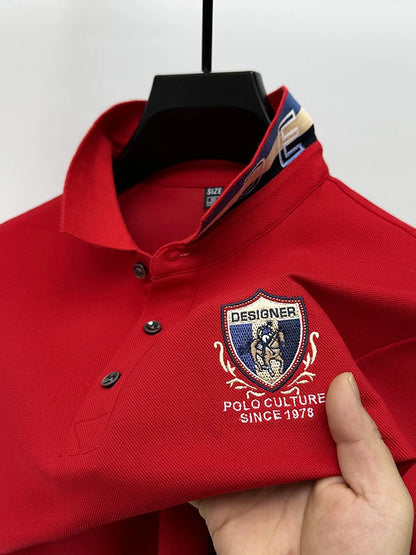 High End Luxury Brand Designer Embroidered Men's Polo Short Sleeved Summer Cotton Loose Casual Business Lapel Korean New Top