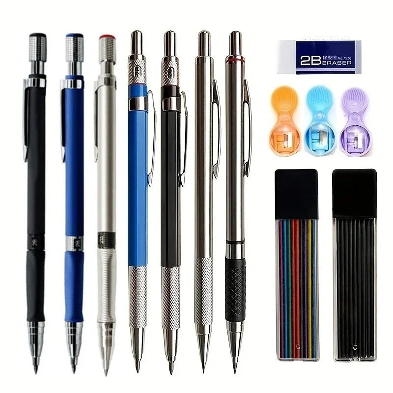 2.0mm Mechanical Pencil Black / Color Lead Refill 2B Sketching Pencil Art Sketch Painting Writing For School & Office Stationery