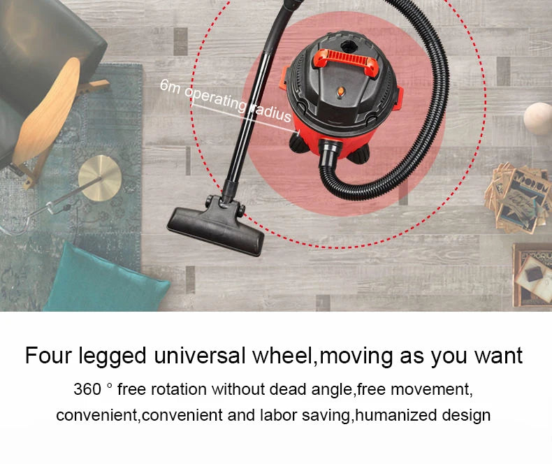 JIQI Multifunction Vacuum Cleaner Handheld Aspirator Dust Collector Powerful Suction Bucket Type Wet Dry Cleaning Machine Brush