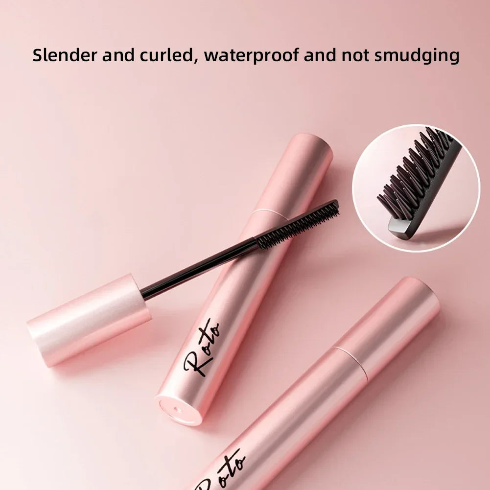 Silk Fiber Matte Mascara Makeup Ultra-Fine Brush Lengthens Eyelashes Waterproof Fast Dry Brown Black Curling Mascara Comestic