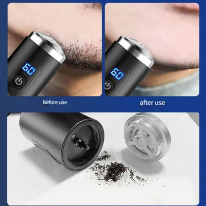 211-Portable Travel & Home Washable Electric Razor - USB Mini Men's Shaver with Alloy Body & Digital Display